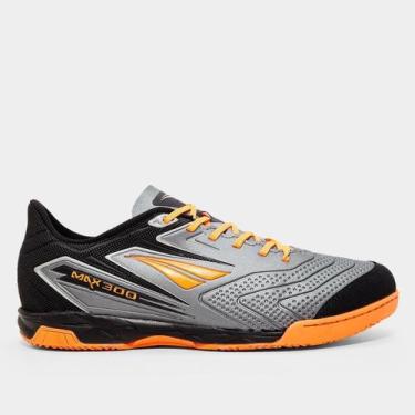 Imagem de Chuteira Futsal Penalty Max 300 Y-1 Masculina, Chumbo, Laranja, 40