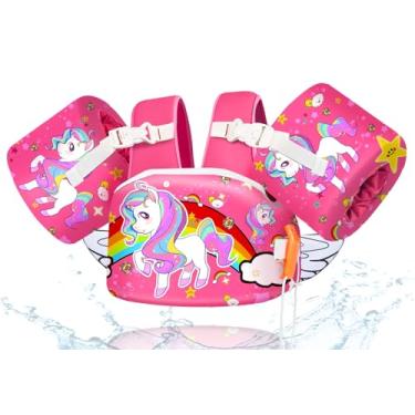 Imagem de BiutiMama Colete de natação infantil removível 3 em 1 para meninos e meninas de 10 a 29,9 kg (2 a 7 anos) para bebês e meninas, adequado para esportes aquáticos, mar, praia, piscina, treinamento de