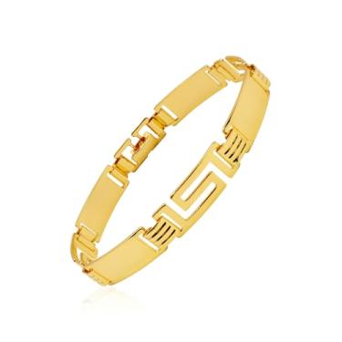 Imagem de Pulseira Bracelete Masculino De Moedas Antigas Banhado A Ouro 18k - Liso Com Detalhe Espiral