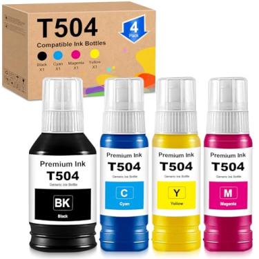 Imagem de Yongairuink 504 frascos de refil de tinta de substituição para garrafa de tinta T504 BK T504 C T504 M T504 Y compatível com tinta de impressora L4150 L4160 L6171 504 (1 preto, 1 ciano, 1 magenta, 1