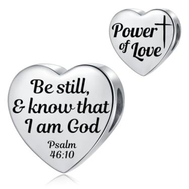 Imagem de MiiFort Berloque de coração de amor com versículo bíblico, pulseiras Pandora, religião, aniversário, presente para mulheres, filha, aço inoxidável, One Size, Aço inoxidável, Sem Pedra Preciosa