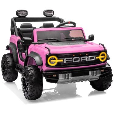 Imagem de Carrinho Elétrico Infantil Ford Bronco Raptor 24V 2 Lugares Controle Remoto, Suspensão 4x4, Luzes Led, Bluetooth, Rosa,First Ride On