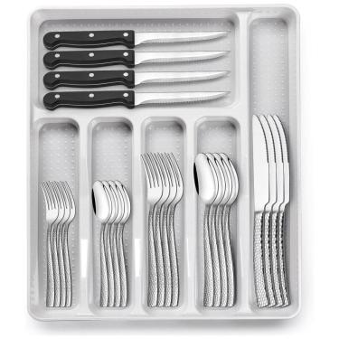 Imagem de Conjunto de Talheres de 49 Peças em Aço Inoxidável com Organizador - Elegância e Durabilidade para suas Refeições,EWFEN