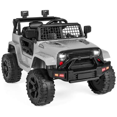 Imagem de Caminhão Infantil Elétrico 12V Best Choice Products com Controle Remoto para Pais, Suspensão Dianteira, Faróis de LED, Porta AUX - Cinza