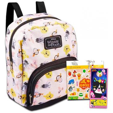 Imagem de Mini Mochila Escolar Infantil Disney Ursinho Pooh para Meninos e Meninas, Cor Branca