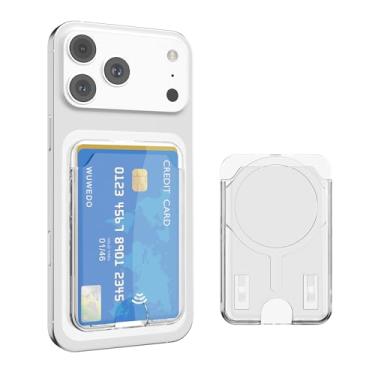 Imagem de Wuwedo Carteira magnética transparente compatível com MagSafe para iPhone, comporta 2 cartões, compatível com iPhone 17/16/15/14/13/12, MagSafe-Case, porta-cartão rígido antiamarelamento