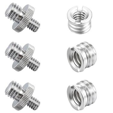 Imagem de Xelsluthe 6 peças de adaptador de tripé de 1/4 polegada a 3/8 polegadas, suporte de tripé de câmera com parafusos de montagem de 3/8 a 1/4 para acessório de suporte de luz de monopé de câmera