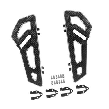 Imagem de menolana Apoio para os pés do piloto da motocicleta, peças de pedal modificadas faça você mesmo, apoio para os pés em liga de alumínio, Preto
