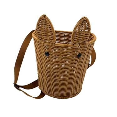 Imagem de simhoa Cesta de armazenamento para crianças, mochila infantil de vime sintético para compras