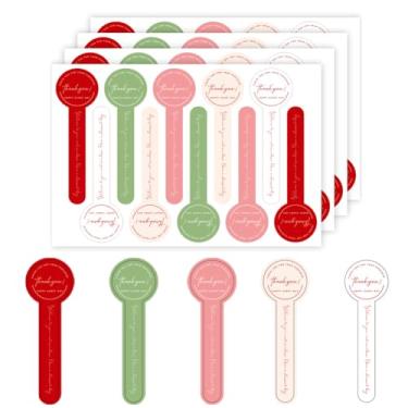 Imagem de 200 peças 10 cm adesivos de selos de cozimento feitos à mão etiquetas longas de cupcakes autoadesivos para biscoitos, doces, embalagens de presente caseiras (5 cores)