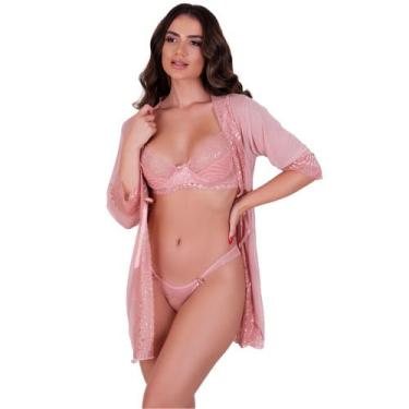 Imagem de Hobby Roupão de Dormir com Detalhe em Renda Robe Luxuoso Iza - NAKA MO