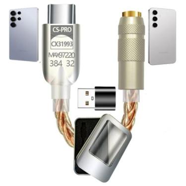 Imagem de Cabo Adaptador Tipo C P2 Usb Com PLaca de Som Celular 32bit 384khz com