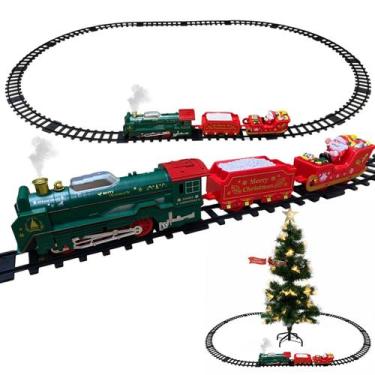 Imagem de Trenzinho Natal Eletrico Solta Fumaça Som Led Trem Decoraçao Natalino 