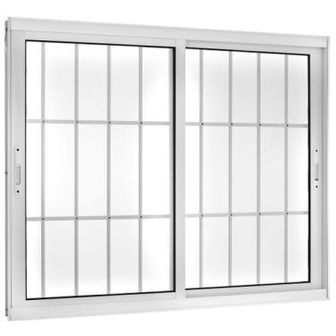 Imagem de Janela de Correr 2 Folhas Com Grade Móveis Branco 120x120cm Topsul Esq