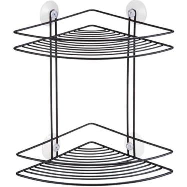 Imagem de Prateleira Cantoneira Dupla com Ventosas Black - 2523 - ARTHI