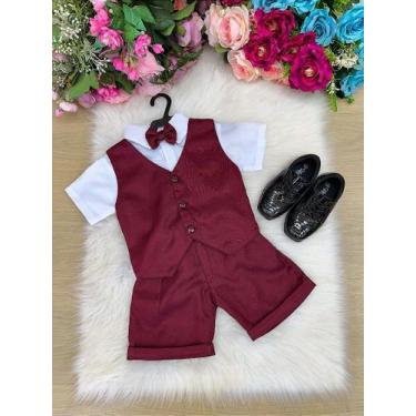 Imagem de Conjunto Social Miss Cherry Leandro com Colete e Shorts Marsala, Falu 