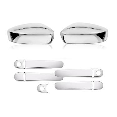 Imagem de Kit Aplique Cromado Maçaneta Retrovisor Sem Pisca Volkswagen Fox Up Gol G6 G7 G8