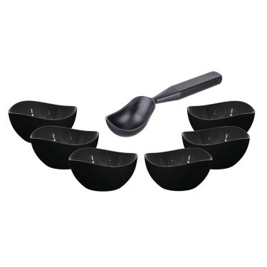 Imagem de Jogo de Sobremesa Tigela 300ml e Colher de Sorvete Preto Kit
