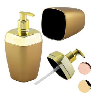 Imagem de Porta Sabonete Líquido Dispenser Saboneteira Com Tampa Dourada 300ml B
