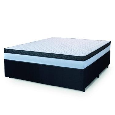 Imagem de Cama Box Casal Colchão Com Molas Ensacadas 138x188x60cm Dunas Branco/Preto Hellen