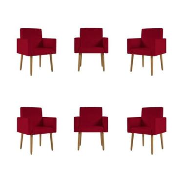 Imagem de Kit 06 Cadeiras Poltronas Decorativa - Escritório - Recepção Cor:vermelho