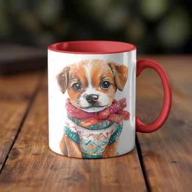 Imagem de Caneca xicara cachorro dog Natal animais sueter 25EI (preto)