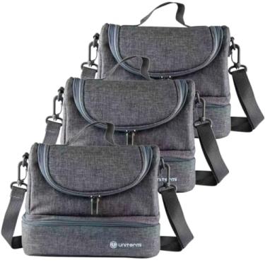 Imagem de Kit 3 Bolsas Térmica 6L Pratfit Lancheira Com Alça Para Marmita Frutas Frasqueira Fitnes Compacta (CINZA)