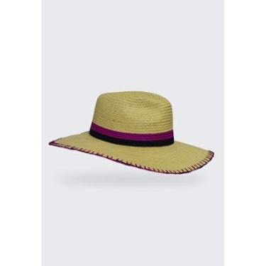 Imagem de Chapéu Areia Branca UV50+ Bordado Palha Roxo Único-Feminino