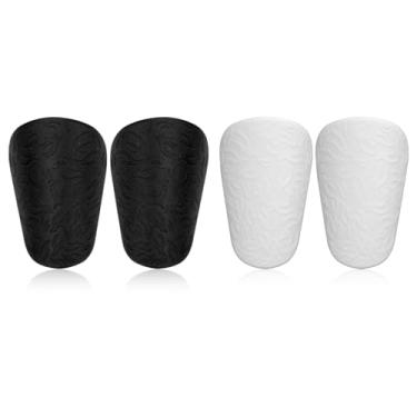 Imagem de 2 pares de mini caneleiras de futebol extras, mini caneleiras de 7,9 x 5 cm estampadas em relevo para homens, mulheres, meninos e meninas (preto, branco)