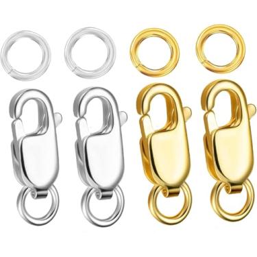 Imagem de Fecho de garra de lagosta grande com anéis fechados de colar de ouro e prata para fabricação de joias