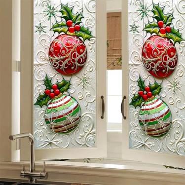 Imagem de HOMETITUTE Enfeite de Natal, vitral, decorativo, película de janela, privacidade, festiva, adesivo, sazonal, removível, para decoração de casa de Natal, 17,7 x 39,3 polegadas