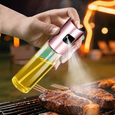 Imagem de Pulverizador de óleo para cozinhar, pulverizador de névoa fina de óleo – Frasco de 96 g para cozinhar, assar e fritar a ar, utensílios essenciais de cozinha (rosa)