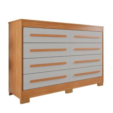 Imagem de Comoda California Quarto com 8 Gavetas e Pés em Plástico Cinamomo/off White
