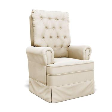 Imagem de Poltrona De Amamentação Com Balanço Laura Veludo Base De Madeira - D'rossi Cor Bege