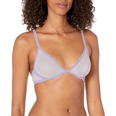 Imagem de Calvin Klein Sutiã feminino sem forro marquisette transparente, Vervain Lilás, 30DD