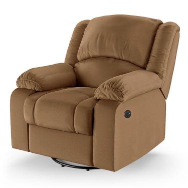 Imagem de Poltrona Do Papai Reclinável Melim Glider Giratória Usb Pu Caramelo Fh1 - D'rossi