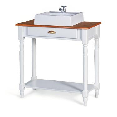 Imagem de Mini Lavabo Pé Toneado 1 Gaveta Superior E 1pratateleira Com Cuba Dália M53061 Cor Imbuia - Verniz