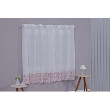 Imagem de Cortina Quarto Infantil e Bebê Algodão Com Barrado Estampado Decorativ