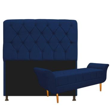 Imagem de Kit Cabeceira Lady Recamier Ari 195cm King Azul