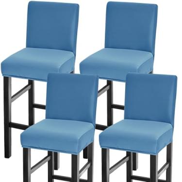 Imagem de GOSTADY Conjunto de 4 capas de banco de bar, à prova d'água, capas de assento para banco de bar, com altura elástica, para cadeira alta de pub com encosto, capas de cadeira de bar para cozinha, sala