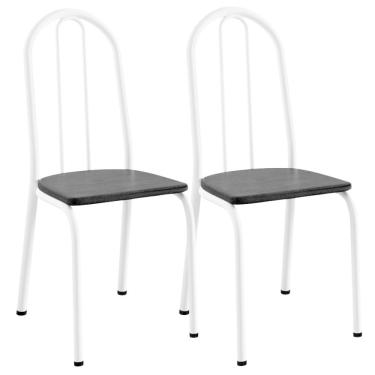 Imagem de Kit 02 Cadeiras Tubular America 050 Branco Assento Preto Flor ARTEF