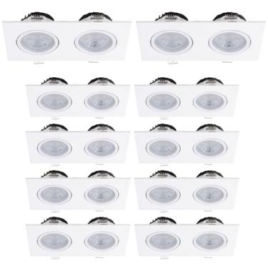 Imagem de Kit 45x Spot Embutir Duplo Face Plana Branco Quadrado LED Integrado 3000K 10W Bivolt