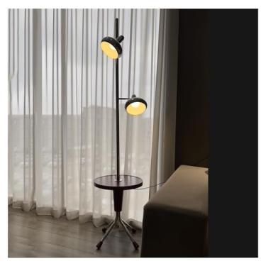 Imagem de Luminária de chão Candeeiro de pé com mesa lateral vintage, luz piso metal moderna, lâmpadas decoração, iluminação escritório para quarto