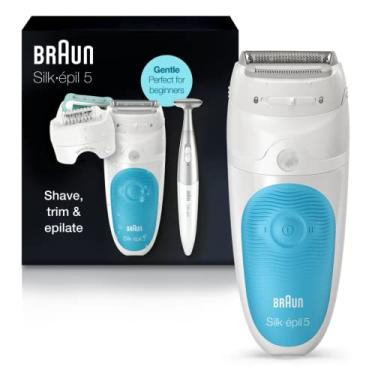 Imagem de Braun Depilador Silk-épil 5 5-810, dispositivo de remoção de pelos, depilador para mulheres, barbeador e aparador de biquíni, sem fio, recarregável, molhado e seco