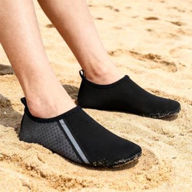 Imagem de Sapatos aquáticos para mulheres e homens, natação, praia, secagem rápida, leve, respirável, meias aquáticas tamanho adulto, Cinza, 34/36 BR
