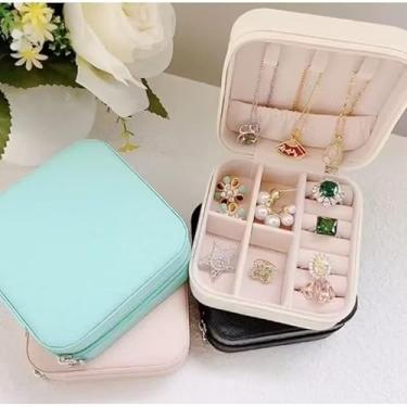 Imagem de Porta-joias Compacto de Viagem, Organizador de Bijuterias, (Verde Água)