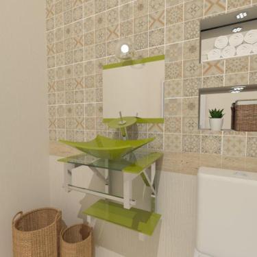 Imagem de Gabinete de Vidro 45cm para banheiro  Bielorrússia - EKASA, Verde Oliv