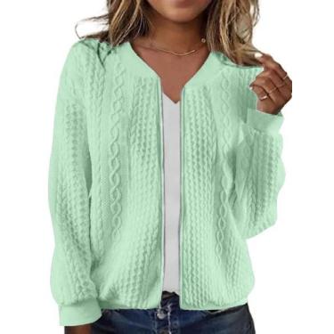 Imagem de Suéter Cardigan WROLEM com capuz com zíper para mulheres