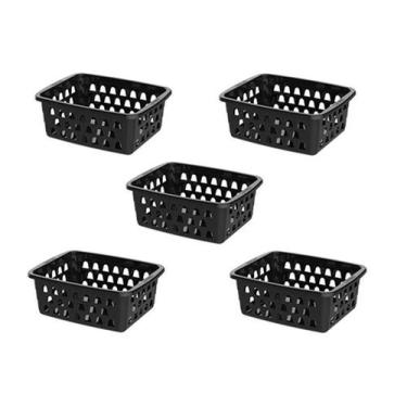 Imagem de Kit 5 Cestos Multiuso Pequeno Preto 12x6x16cm PP Uninjet
