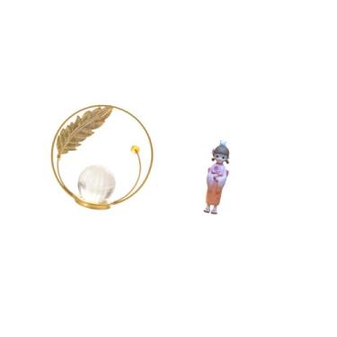 Imagem de Fenteer Escultura de Geisha em Resina Metálica com Bola de Cristal, Estatueta Kabuki, Ornamento de Mesa, Estátua de Boneca de Quimono Japonês para Quarto, Sal